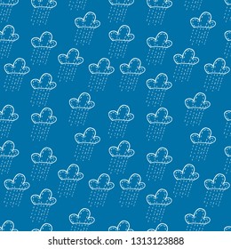 Clouds doodle seamless texture. Kids seamless pattern. Childish design. Vector textile and wrapping pattern design. Vector hand drawn illustration.