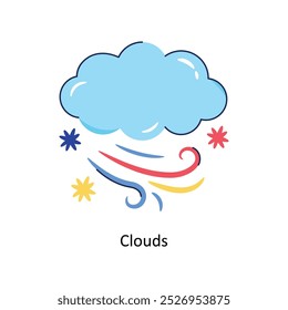 Clouds doodle vector outline Sticker. EPS 10 file