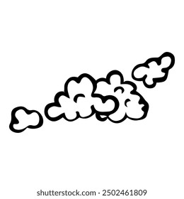 Clouds of dust hand drawn doodle. Sweeping floors. House cleaning. Laundry room. Vector outline line art illustration.