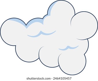 Elemento de nubes aislado sobre fondo blanco. Simple Lindo Diseño De Dibujos Animados, Ilustración vectorial De Estilo Plana.