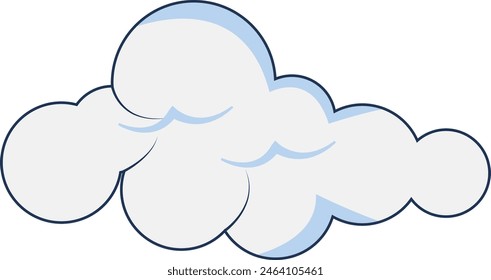 Clouds Element Isolated on White Background. Simple Cute Cartoon Design, Flat Style Vector Illustration.