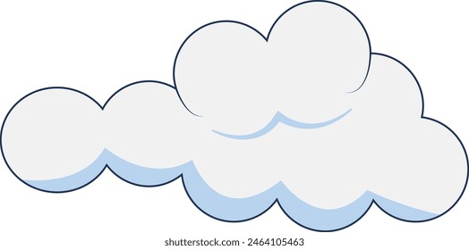 Elemento de nubes aislado sobre fondo blanco. Simple Lindo Diseño De Dibujos Animados, Ilustración vectorial De Estilo Plana.