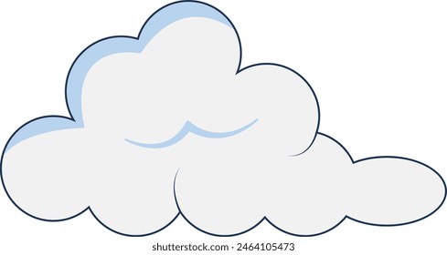 Elemento de nubes aislado sobre fondo blanco. Simple Lindo Diseño De Dibujos Animados, Ilustración vectorial De Estilo Plana.