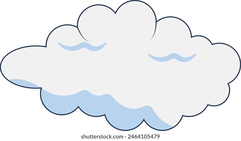 Clouds Element Isolated on White Background. Simple Cute Cartoon Design, Flat Style Vector Illustration.