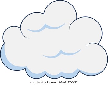 Clouds Element Isolated on White Background. Simple Cute Cartoon Design, Flat Style Vector Illustration.