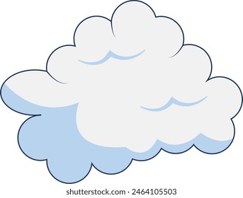 Clouds Element Isolated on White Background. Simple Cute Cartoon Design, Flat Style Vector Illustration.