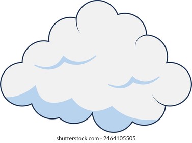 Elemento de nubes aislado sobre fondo blanco. Simple Lindo Diseño De Dibujos Animados, Ilustración vectorial De Estilo Plana.