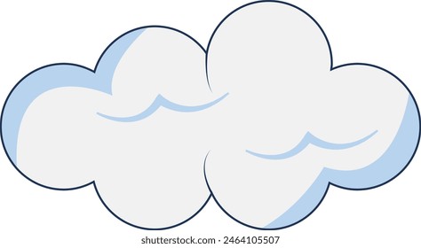 Clouds Element Isolated on White Background. Simple Cute Cartoon Design, Flat Style Vector Illustration.