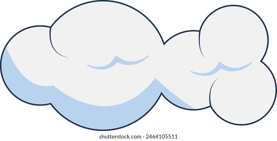 Elemento de nubes aislado sobre fondo blanco. Simple Lindo Diseño De Dibujos Animados, Ilustración vectorial De Estilo Plana.