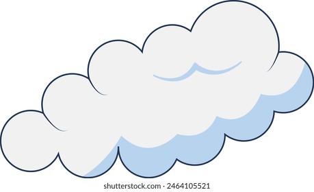 Clouds Element Isolated on White Background. Simple Cute Cartoon Design, Flat Style Vector Illustration.