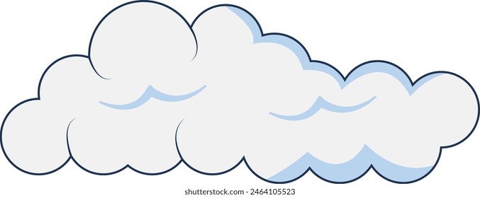 Clouds Element Isolated on White Background. Simple Cute Cartoon Design, Flat Style Vector Illustration.