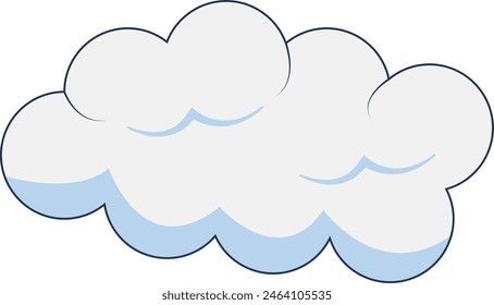 Clouds Element Isolated on White Background. Simple Cute Cartoon Design, Flat Style Vector Illustration.