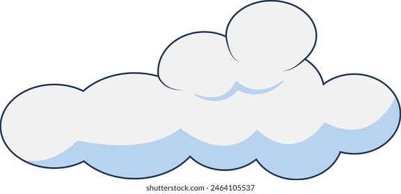 Clouds Element Isolated on White Background. Simple Cute Cartoon Design, Flat Style Vector Illustration.