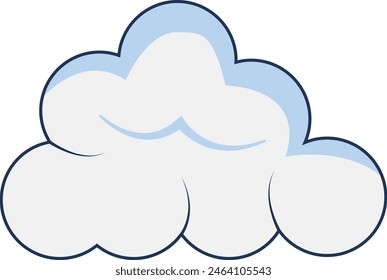 Elemento de nubes aislado sobre fondo blanco. Simple Lindo Diseño De Dibujos Animados, Ilustración vectorial De Estilo Plana.