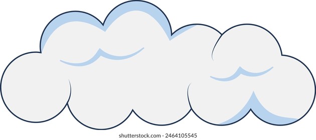 Clouds Element Isolated on White Background. Simple Cute Cartoon Design, Flat Style Vector Illustration.