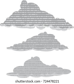 Clouds filled with computer code as a metaphor for cloud data storage, EPS 8 vector illustration