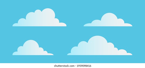 Clouds flat collection. Vector illustration. Cartoon cloud or sky set. EPS 10.