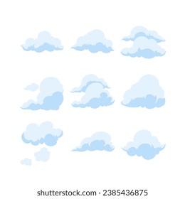 Nubes de diseño plano estilo para el diseño de elementos decorativos medios sociales 