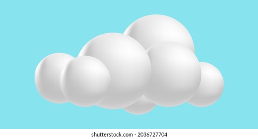 Nubes esponjosas, caricatura en malla 3D. Iconos de raspado en un cielo azul. Ilustración del vector