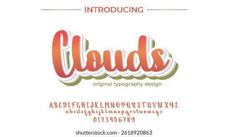 Clouds Font Stylish brush painted an uppercase vector letters, alphabet, typeface