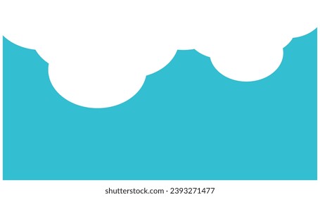 Clouds frame on blue background. Vector illustration for your design. Illustration of a cloud and white water wave on a blue background - vector