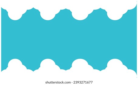 Clouds frame on blue background. Vector illustration for your design. Illustration of a cloud and white water wave on a blue background - vector