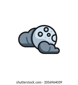 Clouds and full moon filled outline icon, cloudy night weather line vector sign, linear colorful pictogram isolated on white. Symbol, logo illustration. Vector graphics
