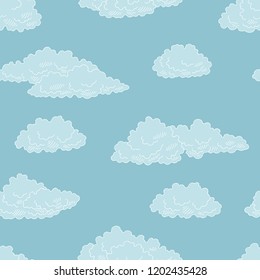 Clouds graphic color seamless pattern sketch background illustration vector