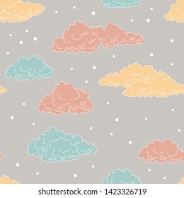 Clouds graphic color seamless pattern sketch background illustration vector