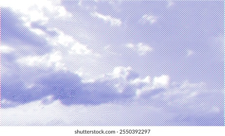 Clouds with halftone texture.Vector illustration.