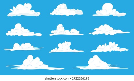 Nubes dibujando mano conjunto vector sobre fondo azul , Vector ilustración EPS 10