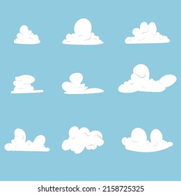 Clouds hand draw set vector on blue background  , Vector illustration EPS 10