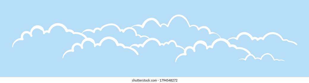 Clouds. Hand drawn clouds. Blue sky. Vector illustration