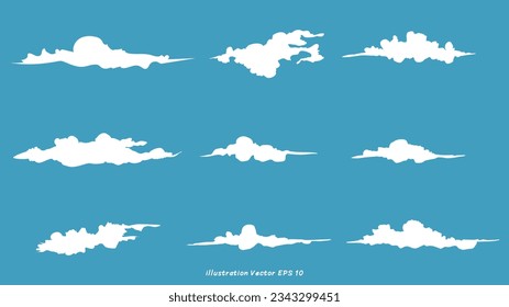 Clouds hand drawn isolated on blue background illustration vector EPS 10