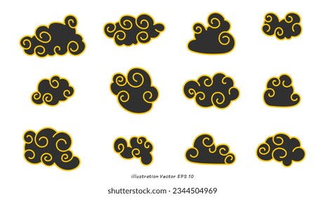 Clouds hand drawn isolated on background illustration vector EPS 10