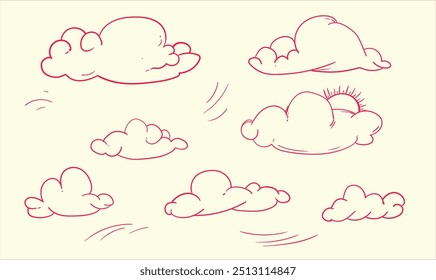 nuvens mão desenhado vetor desenho simples