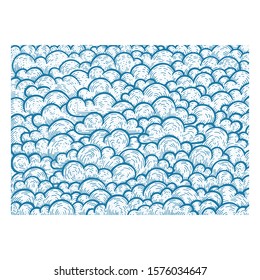 Clouds. Hand drawn clouds vintage style vector illustration. Cloudy sky engraving style sketch drawing. Part of set.