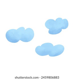Clouds, hand drawn watercolor vector illustration.