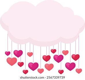 Clouds With Hanging Love Hearts, Valentine's day decoration