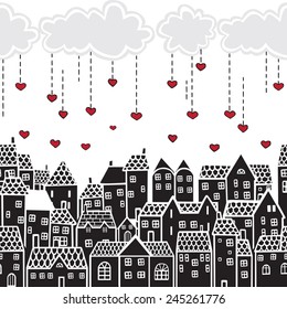 clouds with hearts over the city