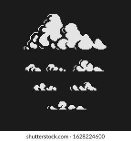 Clouds icon. 80s pixel art. Flat style. 1-bit sprite. Game assets. Cloud isolated vector illustration. Design for logo, web, sticker, mobile app.