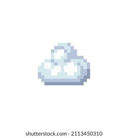 Clouds Icon. 80s Pixel Art. Flat Style. 1-bit Sprite. Game Assets. Cloud Isolated Vector Illustration. Design For Logo, Web, Sticker, Mobile App.