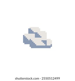 Clouds icon. 80s pixel art. Flat style. 1-bit sprite. Game assets. Cloud isolated vector illustration. Design for logo, web, sticker, mobile app.