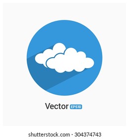 Clouds icon. Circle concept Shadow web buttons. vector illustration. Flat design style