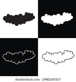 Colección de iconos de nubes. Abstractas blanco cloudscape. Varias Formas en estilo plano. Vector Elementos de diseño nublados. Aislado sobre fondo blanco y negro. EPS 10