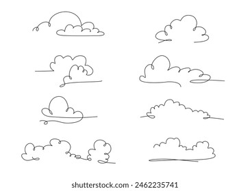 Clouds icon collection hand drawn. Doodle line design