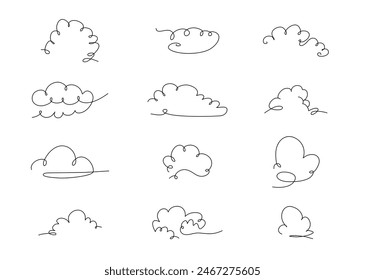 Nubes icono colección dibujado a mano. Diseño de línea Doodle