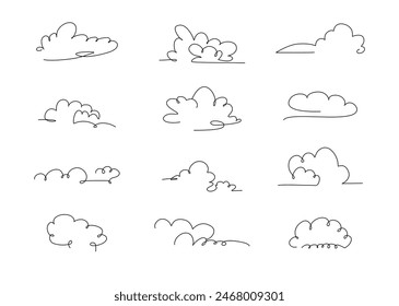 Clouds icon collection hand drawn. Doodle line design