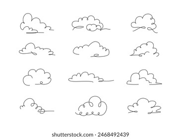 Clouds icon collection hand drawn. Doodle line design