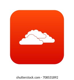 Clouds icon digital red for any design isolated on white vector illustration